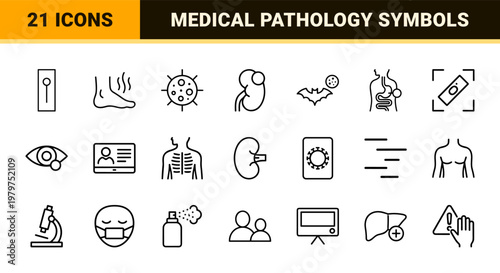 Infection and diseases minimalist outline icons