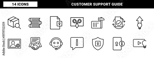 Information and support line icons for web and mobile ui