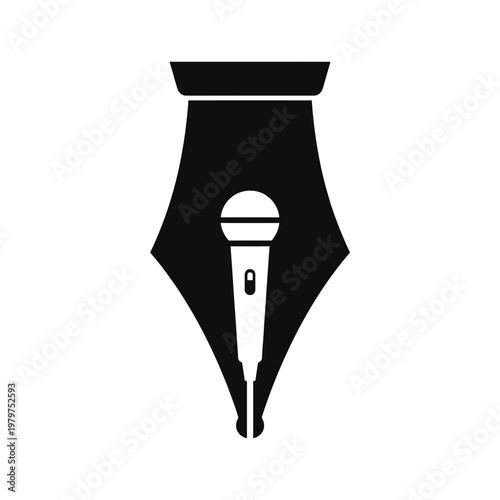 Microphone and pen nib - symbol of creative expression