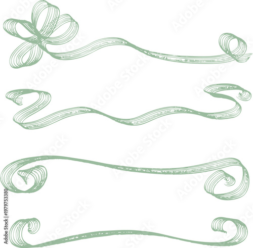 アンティーク調の飾りアンダーラインセット　 グリーンカラー　Adobe Illustrator Artwork