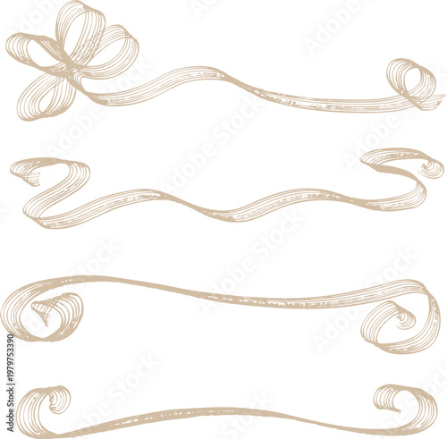アンティーク調の飾りアンダーラインセット　 ゴールドカラー　Adobe Illustrator Artwork