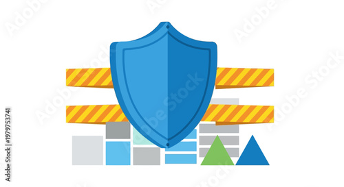 Cybersecurity shield protecting digital data against online threats and network breaches ensuring data privacy and system integrity