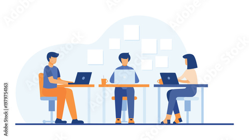 Office workers, colleagues, team members, business people, flat design icons