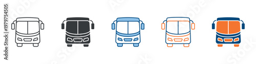 Shuttle Bus Icon Set Multiple Style Collection