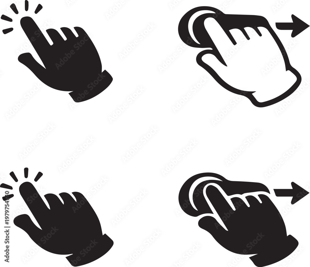 Obraz premium Computer Mouse Click Hand Icons Vector, illustration