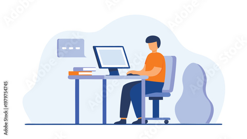 Office worker, businessman, computer user, desk job, modern workspace