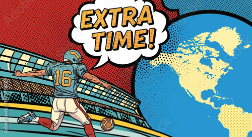 American Football Player Kicking Ball During Extra Time Against Globe