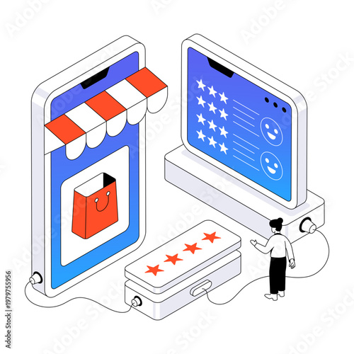 A unique design illustration of shopping feedback 