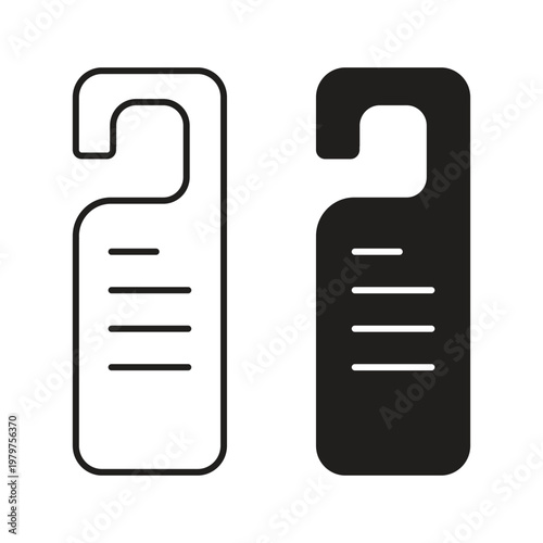 minimalist door hanger icon set for hotel room service and privacy sign in flat design