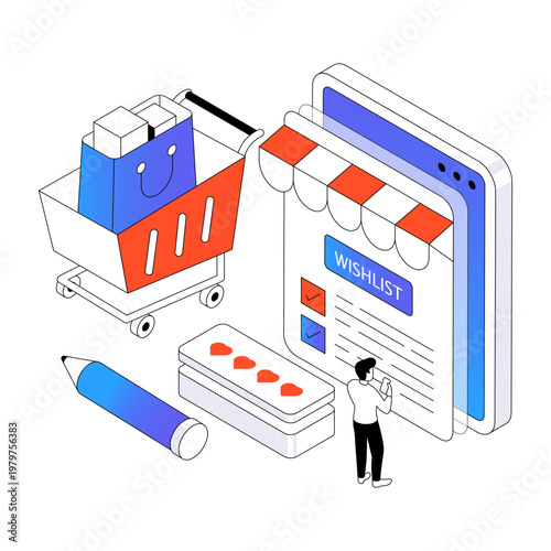 Perfect design illustration of shopping wishlist 