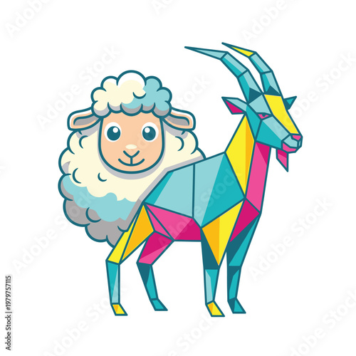 Colorful Goat and Sheep Combination.