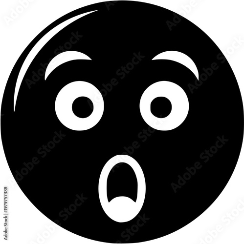 Surprised Black 3D Ball Emoji with Open Mouth Wide Eyes