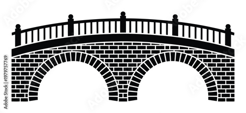 Brick Arched Bridge Vector Illustration