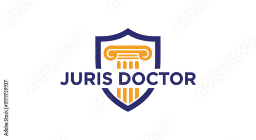 Juris Doctor Logo - Shield with Column Symbolizing Legal Expertise.