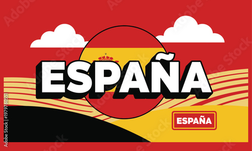 Espana text design with spanish flag colors t shirt design european illustration language wordmark typographic lettering alphabet calligraphy patriotism national t shirt design