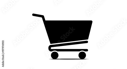 Black shopping cart icon on a white background