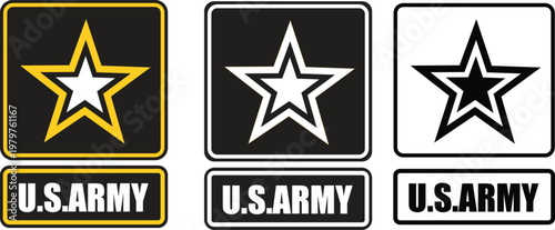 US Army Corps Engineers logo. US Army Logo. Army symbol. United States Army Star Emblem. flat style.