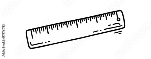 White ruler on black background measuring tool isolated