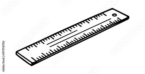 White ruler on black background measuring tool simple illustration