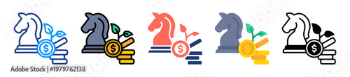 Funding Strategy Icon Sheet Multiple Style Collection 