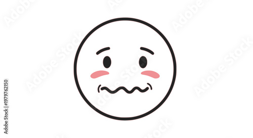 Worried and Embarrassed Blushing Face with Squiggly Mouth