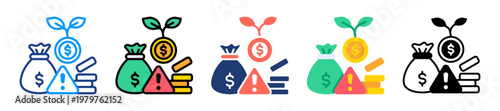 Risk Investment Icon Sheet Multiple Style Collection 