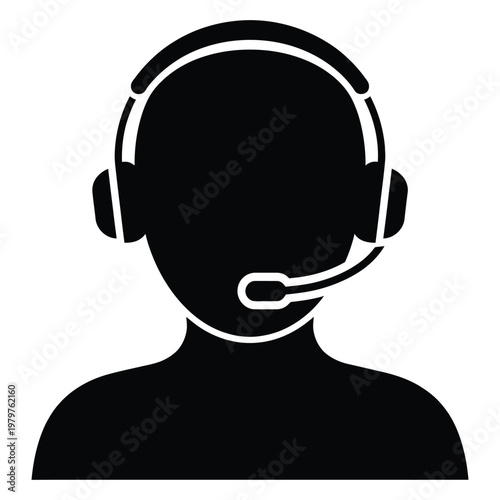 customer service agent icon, support representative headset symbol, call center and help desk concept, communication and assistance service, clean modern vector illustration.