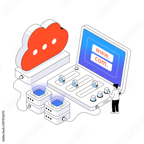Trendy design illustration of cloud web hosting 