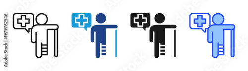 First Aid icon set multiple style collection