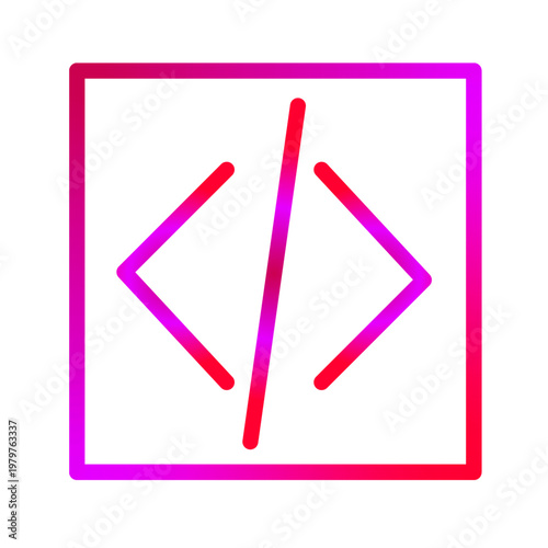Code Brackets Icon with Slash Gradient UI Programming Symbol. 