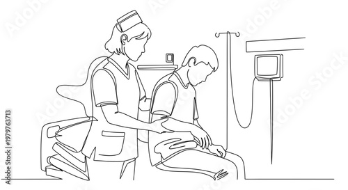 Nurse attending to a patient.