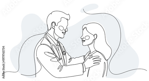Doctor comforting a young woman patient.