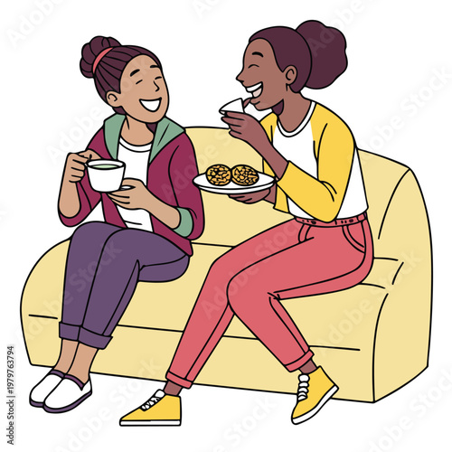 A young couple in love enjoys a romantic evening drinking wine in this artistic vector illustration featuring a man and woman