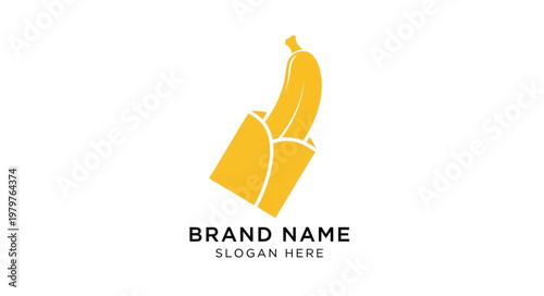 Yellow banana fruit logo design with brand name text.