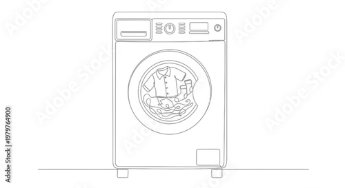 Washing Machine Front View Closeup.