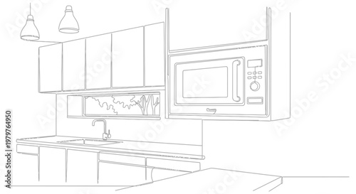 Microwave Oven Kitchen Appliance Closeup.