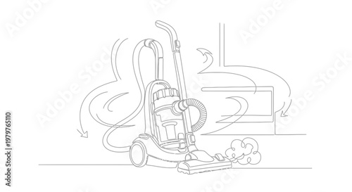 Vacuum Cleaner with Long Cord Attached.