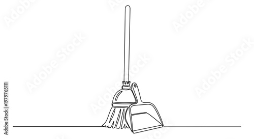 Broom and dustpan cleaning tools.