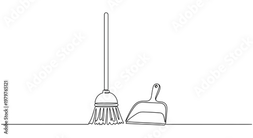 Broom and dustpan cleaning tools.