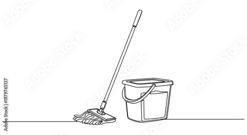 Mop and bucket cleaning tools.