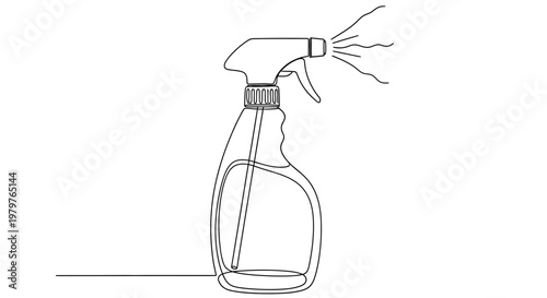 Spray bottle with liquid inside.