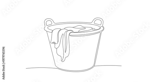 A bucket with a cloth inside.