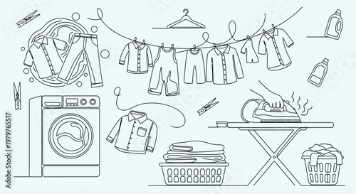 Laundry washing machine and ironing.