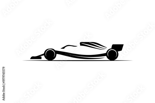 Sleek silhouette of racing car showcases aerodynamic design and speed potential