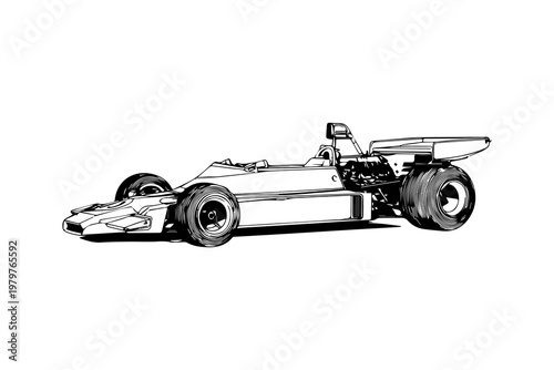 Sleek racing car design showcasing aerodynamic features and vintage style