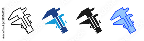 Caliper Tool icon set multiple style collection