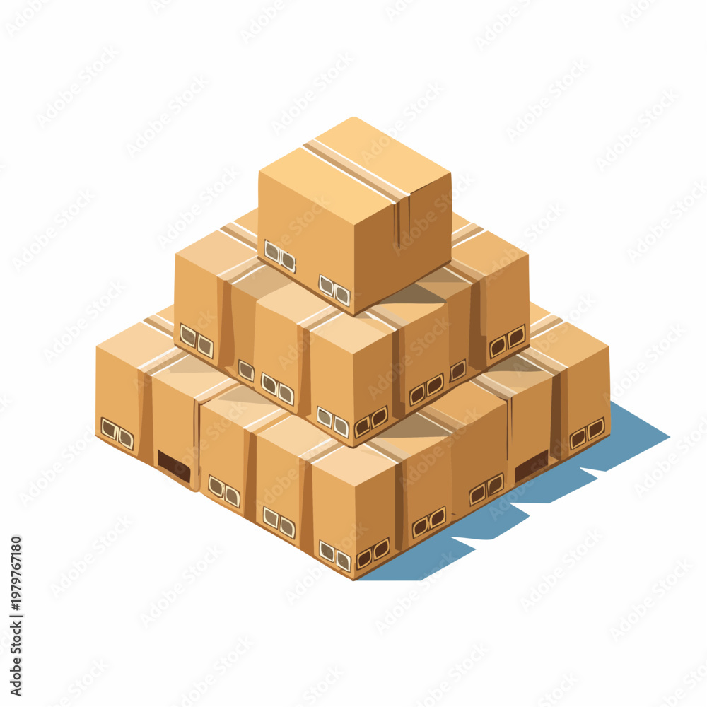 Fototapeta premium Stack of Cardboard Boxes Arranged in a Pyramid Shape on a Pallet
