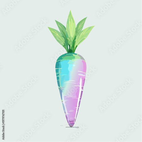 Whimsical Rainbow Carrot Illustration with a Dreamy, Watercolor Style and Soft Pastel Hues