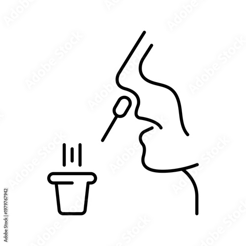 Allergy test icon. Healthcare and allergy testing line symbol. Black and white.