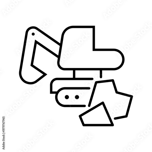 Aluminium extraction icon. Industry and metal extraction line symbol. Black and white.